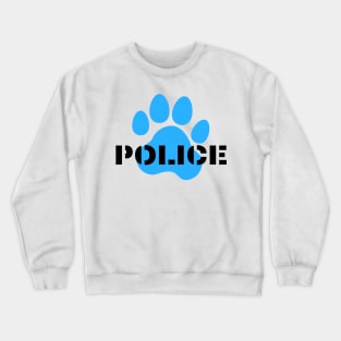 Police and dog paw print design in black and blue Crewneck Sweatshirt